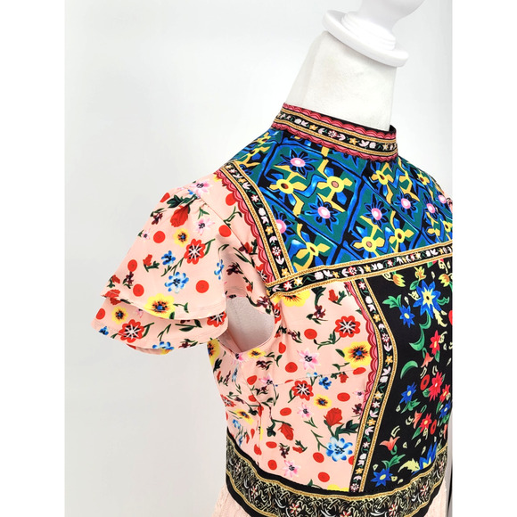 Vicky and Lucas Boho Multicolor Maxi Tiered Dress Size S Prairie Artsy Eclectic - Picture 5 of 11